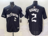 Men's San Francisco Giants #2 Adames Black Gothic Style With Fernando Jersey