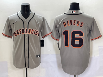 Men's San Francisco Giants #16 Rafael Devers Grey Stitched Baseball Jersey