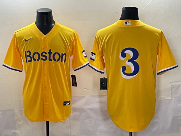Men's Boston Red Sox #3 Reese McGuire Gold City Connect Stitched Jersey