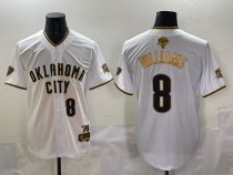 Men's Oklahoma City Thunder #8 Jalen Williams White Baseball Jersey