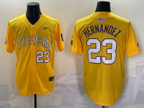 Men's Detroit Tigers #23 Hernandez Yellow Limited Jersey