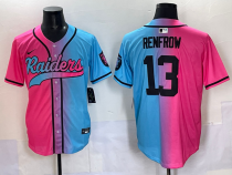 Men's Las Vegas Raiders #13 Hunter Renfrow Pink/Blue Limited Stitched Baseball Jersey