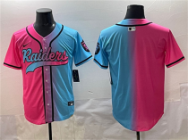 Men's Las Vegas Raiders Blank Pink/Blue Limited Stitched Baseball Jersey