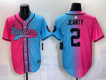 Men's Las Vegas Raiders #2 Ashton Jeanty Pink/Blue Limited Stitched Baseball Jersey