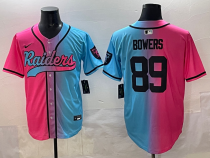 Men's Las Vegas Raiders #98 Maxx Crosby Pink/Blue Limited Stitched Baseball Jersey