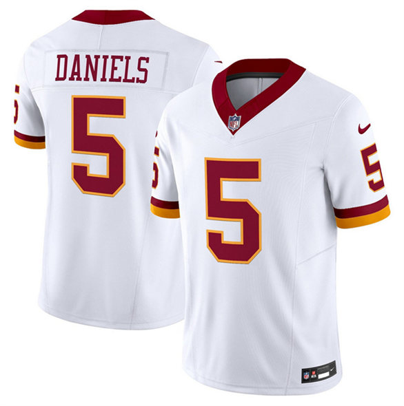 Men's Washington Commanders #5 Jayden Daniels White 2025 F.U.S.E. Throwback Vapor Jersey