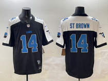 Men's Detroit Lions #14 Amon-Ra St. Brown Black/White F.U.S.E. 2024 Michigan Patch Vapor Limited Jersey