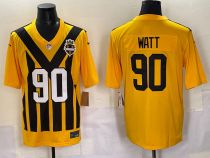 Men's Pittsburgh Steelers #90 T.J. Watt Gold 1933 Throwback Alternate Football Stitched Jersey