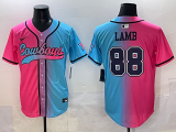 Men's Dallas Cowboys #88 CeeDee Lamb Pink/Blue Limited Stitched Baseball Jersey