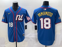 Men's Los Angeles Dodgers #18 Yoshinobu Yamamoto National League Blue 2025 All-Star Edition Limited Jersey