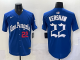 Los Angeles Dodgers #22 Clayton Kershaw Blue 2025 LA Gothic Style With Fernando Jersey