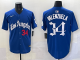 Men's Los Angeles Dodgers #34 Fernando Valenzuela Blue 2025 LA Gothic Style With Fernando Jersey