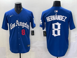 Men's Los Angeles Dodgers #8 Enrique Hernández Blue 2025 LA Gothic Style With Fernando Jersey