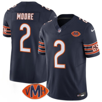 Men's Chicago Bears #2 D.J. Moore Navy 2025 F.U.S.E. With VMH Patch Vapor Limited Jersey