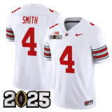 Men's Ohio State Buckeyes #4 Jeremiah Smith White 2025 CFP Final Patch F.U.S.E. Vapor Limited Jersey