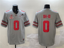 Men's Ohio State Buckeyes #0 OH-IO Gray 2025 CFP Final With National Champions Patch Jersey