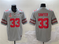 Men's Ohio State Buckeyes #33 Jack Sawyer Gray 2025 CFP Final With National Champions Jersey