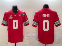 Men's Ohio State Buckeyes #0 OH-IO Red 2025 CFP Final With National Champions Patch Jersey