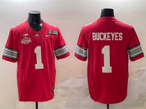Men's Ohio State Buckeyes #1 Quinshon Judkins Red 2025 CFP Final With National Champions Patch Jersey