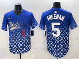 Men's Los Angeles Dodgers #5 Freddie Freeman Blue Fashion Jersey