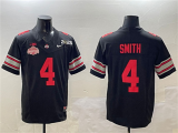 Men's Ohio State Buckeyes #4 Jeremiah Smith Black 2025 CFP Final With National Champions Jersey