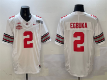 Men's Ohio State Buckeyes #2 Emeka Egbuka White 2025 CFP Final With National Champions Patch Jersey