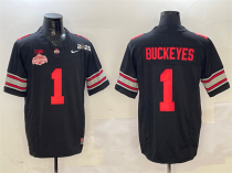 Men's Ohio State Buckeyes #1 Buckeyes Black 2025 CFP Final With National Champions Patch Jersey