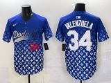 Men's Los Angeles Dodgers #34 Fernando Valenzuela Blue Fashion Jersey