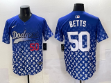 Men's Los Angeles Dodgers #50 Mookie Betts Blue Fashion Jersey