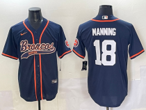 Men's Denver Broncos #18 Peyton Manning Blue Baseball Nike Jersey