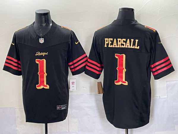 Men's San Francisco 49ers #1 Ricky Pearsall Black 2025 F.U.S.E. “Rivalries” Vapor Limited Jersey