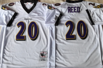 Men's Baltimore Ravens #20 Ed Reed White Throwback New Style Jersey