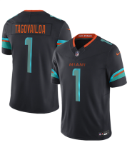 Men's Miami Dolphins #1 Tua Tagovailoa Black 2025 F.U.S.E. “Rivalries” Vapor Limited Jersey