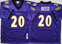 Men's Baltimore Ravens #20 Ed Reed Purple Throwback New Style Jersey