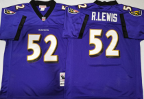 Men's Baltimore Ravens #52 R.Lewis Purple Throwback New Style Jersey