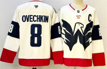 Men's Washington Capitals #8 Alexander Ovechkin White/Navy With C Patch Stadium Series Jersey