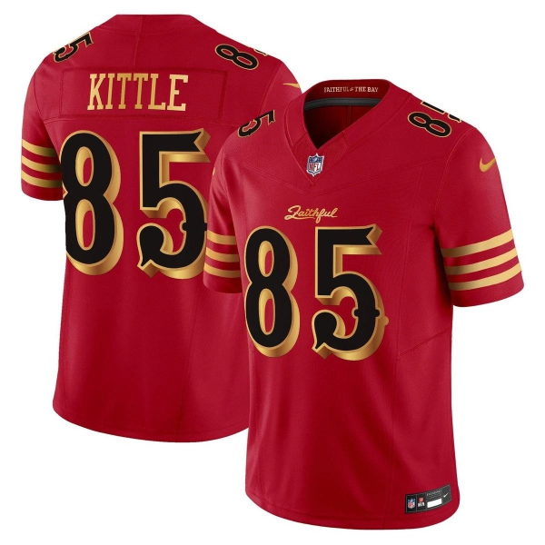 Men's San Francisco 49ers #85 George kittle Red Gold 2025 F.U.S.E. “Rivalries” Vapor Limited Jersey