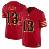 Men's San Francisco 49ers #13 Brock Purdy Red Gold 2025 F.U.S.E. “Rivalries” Vapor Limited Jersey