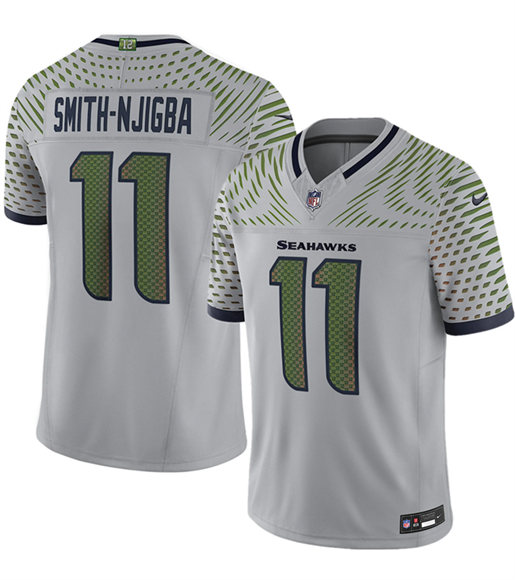 Men's Seattle Seahawks #11 Jaxon Smith-Njigba Gray 2025 F.U.S.E. “Rivalries” Vapor Untouchable Limited Jersey