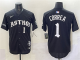 Men's Houston Astros #1 Carlos Correa Black Gothic 'Houston Born Barrio Raised' Limited Jersey
