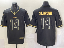 Men's Detroit Lions #14 Amon-Ra St. Brown Black/Gold Vapor Limited Jersey