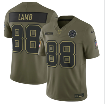 Men's Dallas Cowboys #88 CeeDee Lamb Olive 2025 Salute to Service Limited Jersey