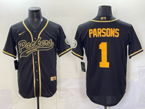 Men's Green Bay Packers #1 Micah Parsons Black Baseball Jersey