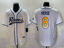 Men's Los Angeles Rams #8 Jared Verse White Baseball Jersey