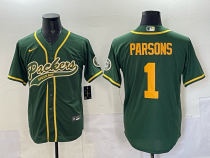 Men's Green Bay Packers #1 Micah Parsons Green Baseball Jersey