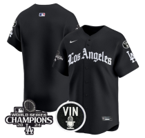 Men's Los Angeles Dodgers Blank Black Mexico 2025 LA Gothic Style With Vin Jersey