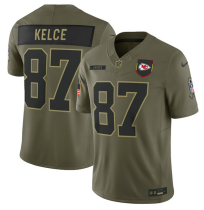 Men's Kansas City Chiefs #87 Travis Kelce Olive 2025 F.U.S.E. Salute to Service Limited Jersey