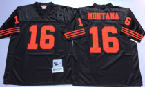 San Francisco 49ers #16 Joe Montana NFL Throwback Jersey in Black