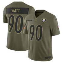 Men's Pittsburgh Steelers #90 T.J. Watt Olive 2025 F.U.S.E. Salute to Service Limited  Jersey