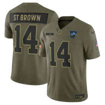 Men's Detroit Lions #14 Amon-Ra St. Brown Olive 2025 F.U.S.E. Salute to Service Limited  Jersey